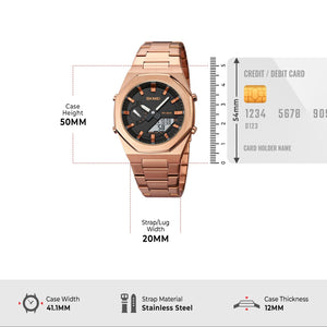 Skmei - 1816 - Dual Display luminous waterproofs 50+ timezone - RoseGold/White image 5