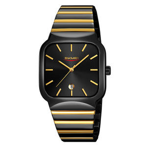 Skmei - 9361 - Luxury Square Men Quartz Watch Waterproof -Black/Gold-Black image 1