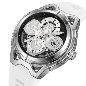 Skmei – 9349 – Silicone Quartz Luxury Watch – Silver/White image 0