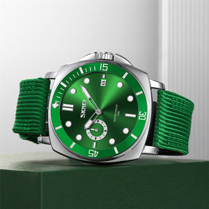 SKMEI 9328 Analog Quartz Nylon Strap Casual Watch - green image 2