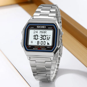 SKMEI - 2194 - Qibla Azan Time Reminder Prayer Watch - silver image 1