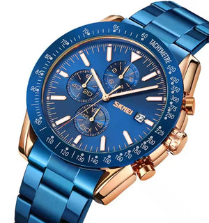 SKMEI - 9253 - Elite Chronograph Watch - Rosegold/Blue-Steel image 0