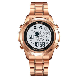 Skmei - 2019 - Advanced Digital Features Dual Time Watch - rose gold-white image 0