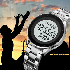 SKMEI - 2300 - Qibla Azan Time Reminder Prayer Watch - silver image 1