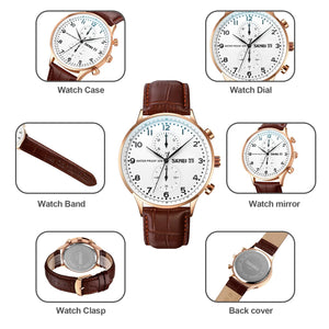 Skmei - 9301 - Classic Leather Chronograph Watch - Rosegold/Silver/Black image 5