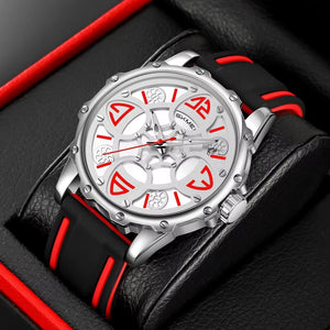 SKMEI 9342 Racing Analog Quartz Sports Watch - Red image 1