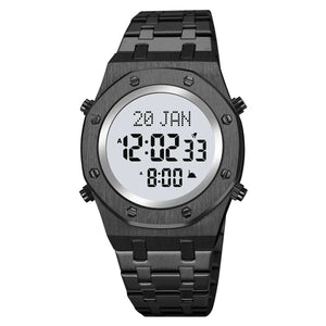 SKMEI - 2043 - Qibla Azan Time Reminder Prayer Watch - black/white image 1