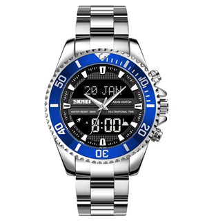 SKMEI - 1896 - Qibla Azan Time Reminder Prayer Watch - silver/blue image 0