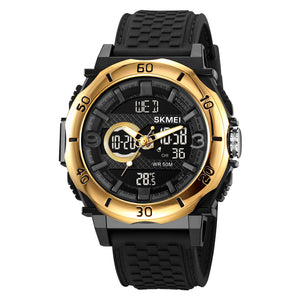 SKMEI - 2098 - Digital Dial Silica Gel Strap Watch for Men - gold/black image 0