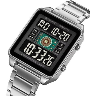 SKMEI 2136 Multi-Display Digital Chronograph Sports Watch - Silver/Black image 0