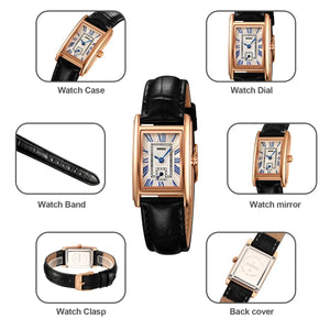 SKMEI - 2297 - Women Down Second Leather Strap Quartz Watch - rose gold/black image 4