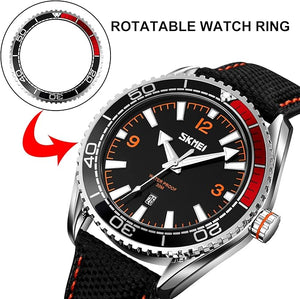Skmei - 9291 - Fashion Business Genuine Strap Waterproof - Orange image 1