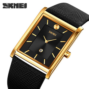 Skmei - 9256 - Genuine Leather Strap Japan Quartz - gold black image 0