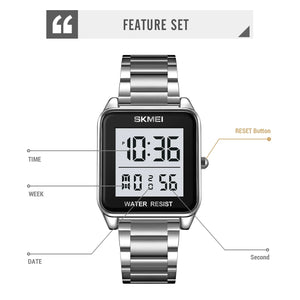 SKMEI 2154 Rectangle Digital Sports Wristwatch - silver/white image 1