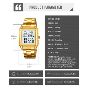 SKMEI - 2405 - Qibla Azan Time Reminder Prayer Watch - gold image 7