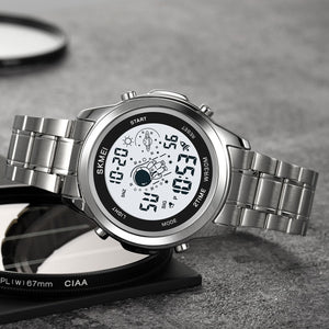Skmei - 2019 - Advanced Digital Features Dual Time Watch - silver-white image 6