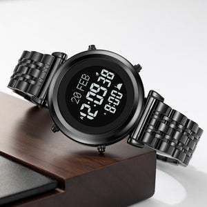 SKMEI - 2139 - Qibla Azan Time Reminder Prayer Watch - black-black image 1