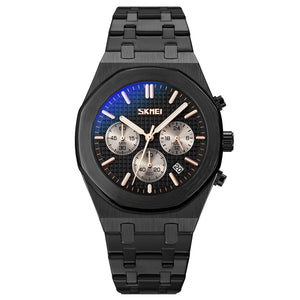 SKMEI - 9296 - Analog Stainless Steel Chronograph Quartz Watch - black/black image 1