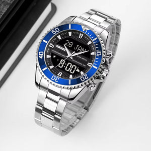 SKMEI - 1896 - Qibla Azan Time Reminder Prayer Watch - silver/blue image 5