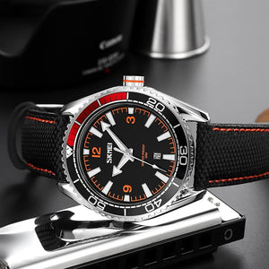 Skmei - 9291 - Fashion Business Genuine Strap Waterproof - Orange image 6