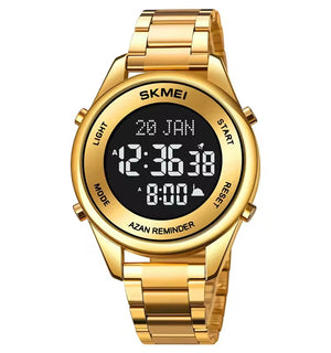 SKMEI - 1861 - Qibla Azan Time Reminder Prayer Watch - gold black image 0