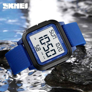 SKMEI 1894 Classic Digital Square Watch - Blue/white