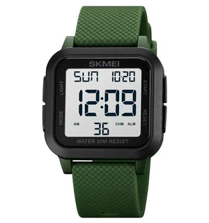 SKMEI 1894 Classic Digital Square Watch - ArmyGreen/white
