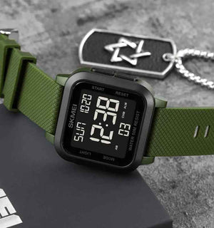 SKMEI 1894 Classic Digital Square Watch - ArmyGreen/Black