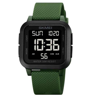 SKMEI 1894 Classic Digital Square Watch - ArmyGreen/Black