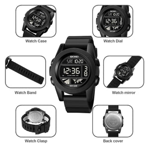 SKMEI 1906 Bold Digital Sports Watch - Black/Black