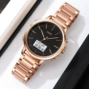 Skmei - 1652 (Chain) - Multifunctional Waterproof - Rosegold/White-Steel image 2