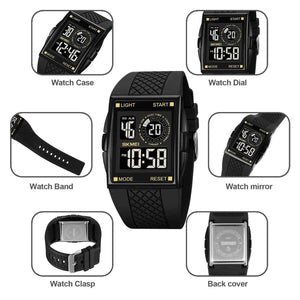 SKMEI 1967 Digital Dual Time Watch - Black/Gold