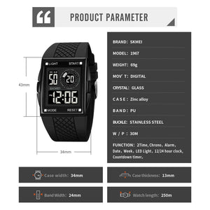SKMEI 1967 Digital Dual Time Watch - Black/Gold