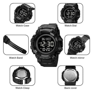 SKMEI 1968 Rugged Digital Sports Watch - Black/Black