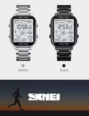 Skmei - 1888 - Digital Dial Step Count Pedometer Stainless Steel Watch - Black image 6