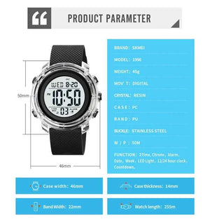 SKMEI 1996 Digital Sports Watch - Black/White