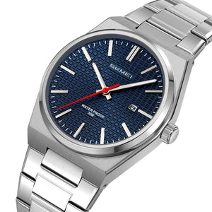 Skmei - 9396 - Premium Steel Analog Function Watch- silver-blue image 0