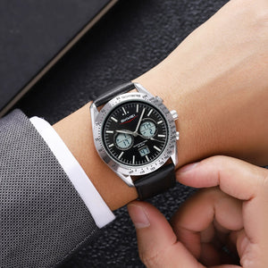 SKMEI 2503 Digital Tachymetre Countdown Timer Watch - silver/black/white/leather image 2