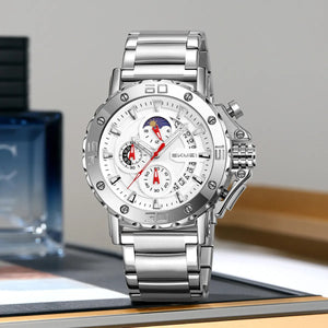 SKMEI - 9344 - Multifunctional Calendar Chronograph Sports Quartz Watch - silver/silver image 1