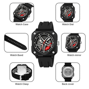 Skmei 2362 Trendy Wheel Spinner Quartz Silicon Strap - Black image 7
