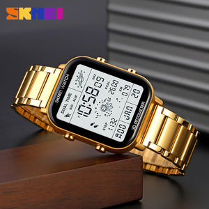 Skmei - 1888 - Digital Dial Step Count Pedometer Stainless Steel Watch - Gold image 0