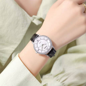 Skmei - 2253 - Diamond Decorated Lady Gold Watch - Black/Silver image 1