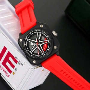 SKMEI - 2362 - Trendy Wheel Spinner Quartz Silicon Strap - Red image 2