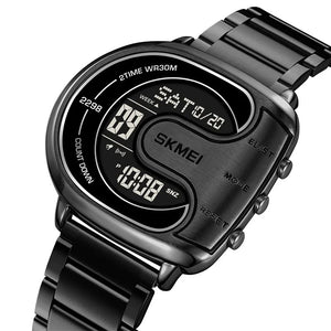 SKMEI 2298 Digital Chronograph Sports Wristwatch - Black/black image 1