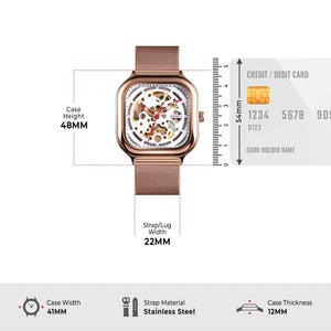 SKMEI - 9184 - Premium Automatic Skeleton Watch - rose gold image 4