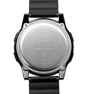 SKMEI - 1502 - Digital Thin Dial Waterproof Wrist Watch - black/black image 6