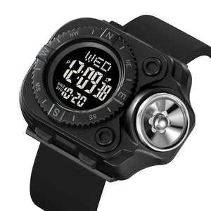 SKMEI 2187 Powerful Digital Flashlight Sports Watch - Black/Black