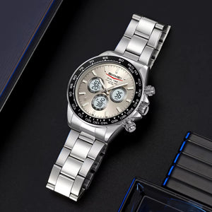 SKMEI - 2505 - Electronic Quartz Dual Display Watch - Silver/Grey-Steel image 2