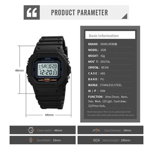 SKMEI - 1628 - Classic Digital Sports Watch - Black/White image 4