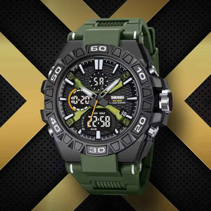 SKMEI 2220 Heavy Duty Multi-Time Sports Watch - ArmyGreen